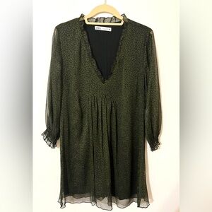 Zara Olive Green Leopard Print Dress